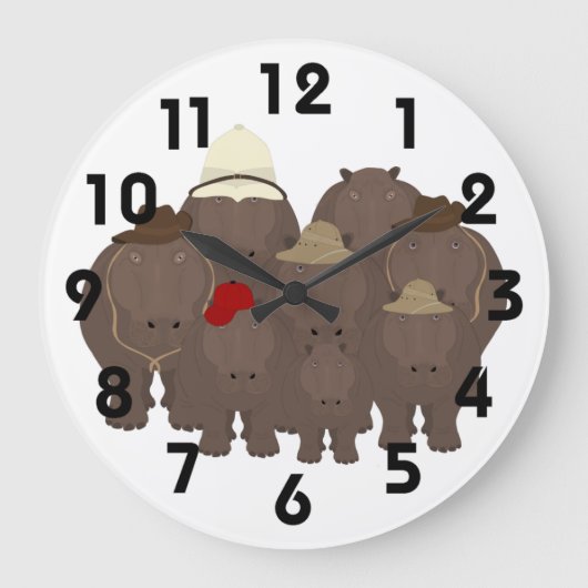 Hippo Clock Große Wanduhr (Vorderseite)