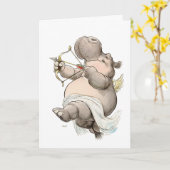 Hippo Cupid Valentine Card "Be Mine" Karte (Gelbe Blume)