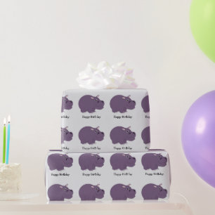 Hippo-Design Geburtstagsgeschenk mit beliebigem Hi Geschenkpapier