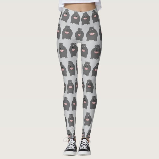 Hippo Design You Choose Background Colour Leggings (Vorderseite)