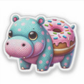 Hippo Donut Aufkleber (Vorderseite)