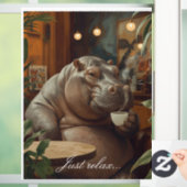 Hippo drinks coffee. Surreal style Fensteraufkleber (Zuhause)