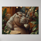 Hippo drinks coffee. Surreal style Poster (Vorne)