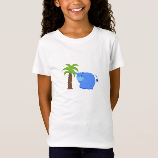 Hippo durch einen Palmenbaum T-Shirt (Vorderseite)