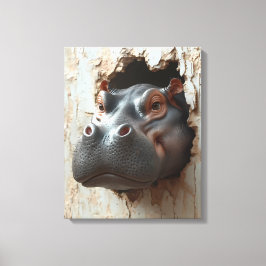 Hippo Durchbruch - 3D Wall Art Leinwanddruck