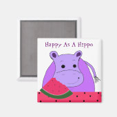 Hippo Eating Watermelon Magnet (Vorderseite/Rückseite)