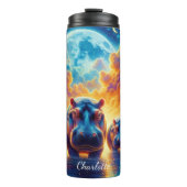 Hippo-Familie: Cosmic Moonlit Water Journey Thermosbecher (Vorderseite)