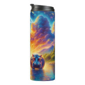 Hippo-Familie: Cosmic Moonlit Water Journey Thermosbecher (Nach rechts gedreht)