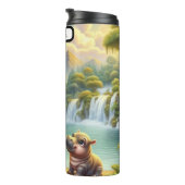 Hippo Familie: Wasserfall Dschungel Ruhe Thermosbecher (Nach rechts gedreht)