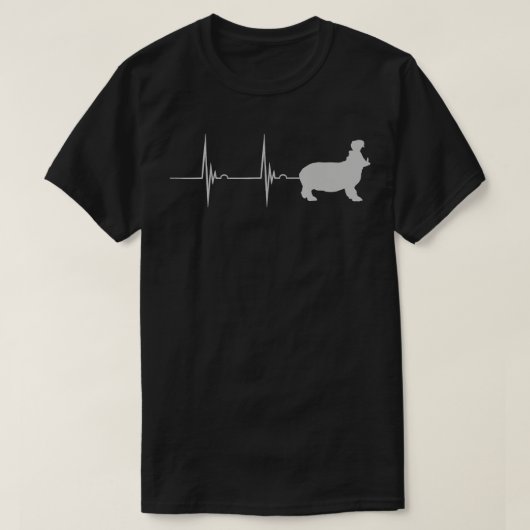 Hippo Favorite Zoo Animal Heartbeat EKG Pulse Zook T-Shirt (Design vorne)