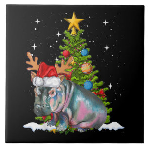 Hippo Fiona Christmas Tree Hippopotamus Fliese