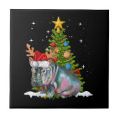 Hippo Fiona Christmas Tree Hippopotamus Fliese (Vorderseite)