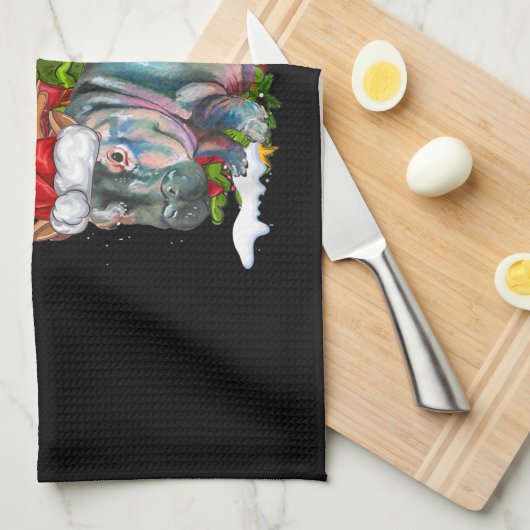 Hippo Fiona Christmas Tree Hippopotamus Geschirrtuch (Viertel Falte)