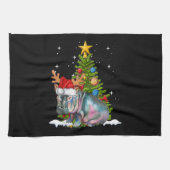 Hippo Fiona Christmas Tree Hippopotamus Geschirrtuch (Horizontal)