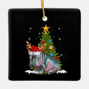 Hippo Fiona Christmas Tree Hippopotamus Keramikornament