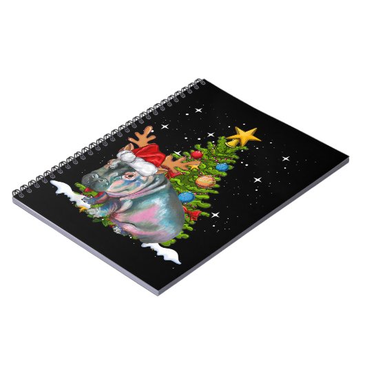 Hippo Fiona Christmas Tree Hippopotamus Notizblock (Linke Seite)