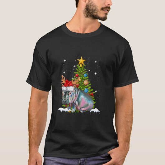 Hippo Fiona Christmas Tree Hippopotamus T - Shirt (Vorderseite)