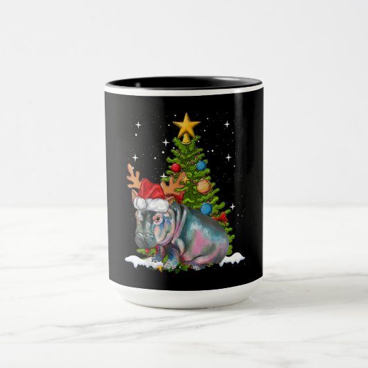 Hippo Fiona Christmas Tree Hippopotamus Tasse (Zentrum)