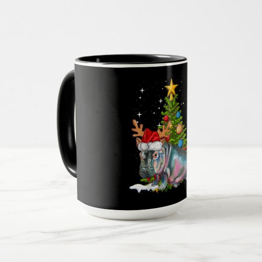 Hippo Fiona Christmas Tree Hippopotamus Tasse (Vorderseite Links)