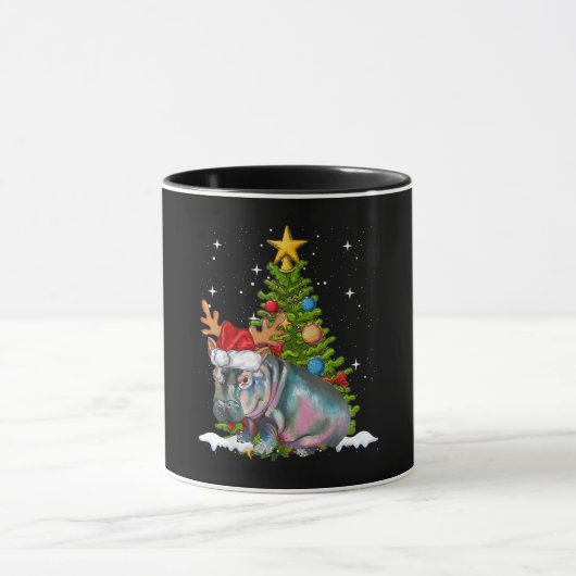 Hippo Fiona Christmas Tree Hippopotamus Tasse (Zentrum)