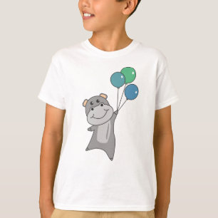 Hippo fliegt mit Balloons süße Tiere für T-Shirt
