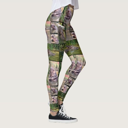 Hippo Foto Collage Ladys Full Print Legging. Leggings (Rechts)