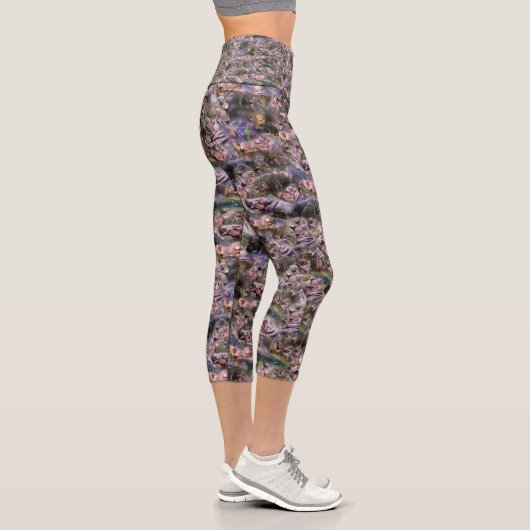 Hippo Foto Collarge Capri Leggings, Leggings (Rechts)