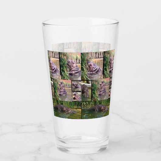Hippo FotoCollage, Trinkglas Glas (Vorderseite)