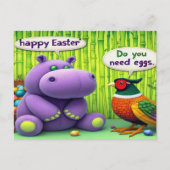 Hippo Frage Fasan: Easteierquest Feiertagspostkarte (Vorderseite)