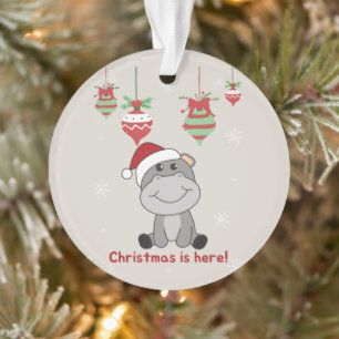 Hippo Frohe Weihnachten Winter Tiere Hippos Orname Ornament