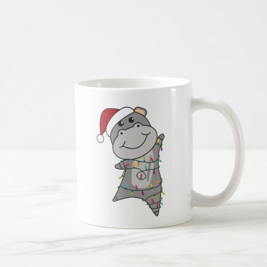 Hippo Frohe Weihnachts Winter Tiere Hippos Erwachs Kaffeetasse (Rechts)