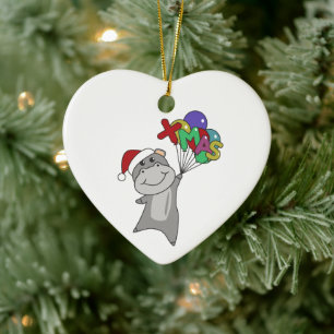 Hippo Frohe Weihnachts Winter Tiere Hippos Keramik Ornament