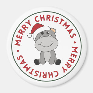 Hippo Frohe Weihnachts Winter Tiere Hippos Magnet