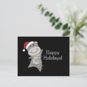 Hippo Frohe Weihnachts Winter Tiere Hippos Postca Postkarte (Stehend Vorderseite)