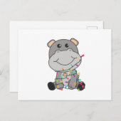Hippo Frohe Weihnachts Winter Tiere Hippos Postkarte (Vorne/Hinten)
