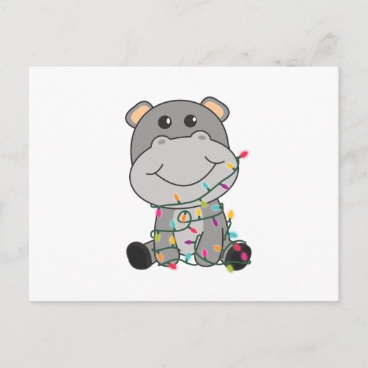 Hippo Frohe Weihnachts Winter Tiere Hippos Postkarte (Vorderseite)