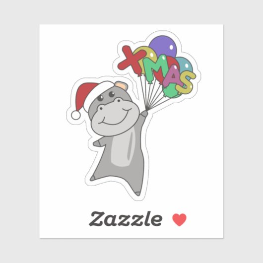 Hippo Frohe Weihnachts Winter Tiere Hippos Sticke Aufkleber (Blatt)