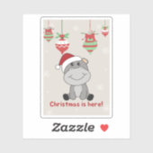 Hippo Frohe Weihnachts Winter Tiere Hippos Sticke Aufkleber (Blatt)