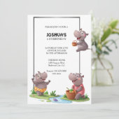 Hippo Fun Scene Einladung (Stehend Vorderseite)