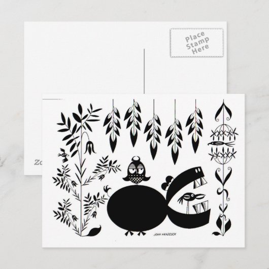 Hippo-Gähnen Postkarte (Vorne/Hinten)