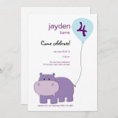 Hippo Geburtstagseinladung Einladung (Vorne/Hinten)