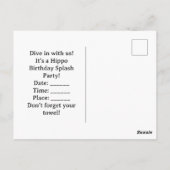 Hippo-Geburtstagsfeier unter Wasser Postkarte (Rückseite)
