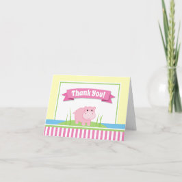 Hippo Girl Thank You Card Folded Note Card Dankeskarte