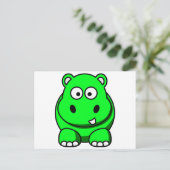 Hippo Green Postkarte (Stehend Vorderseite)