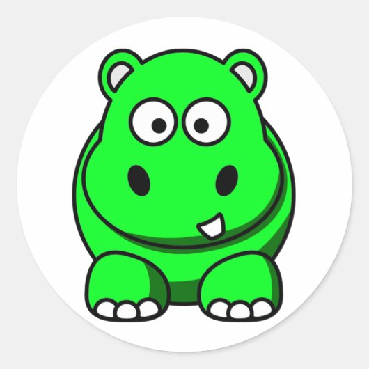 Hippo Green Runder Aufkleber (Vorderseite)