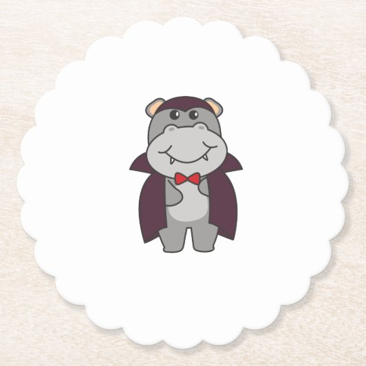 Hippo Halloween Cute Devil Vampire Costume Untersetzer (Vorderseite)