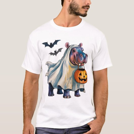 Hippo Halloween Pumpkin Hippopotamus Kostümmädchen T-Shirt (Vorderseite)