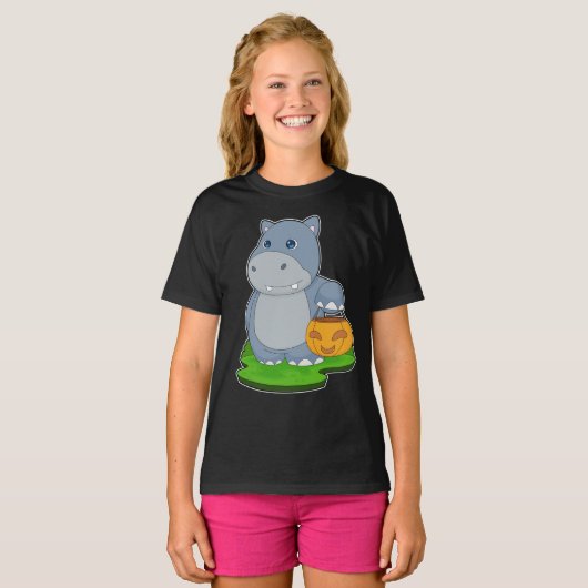 Hippo Halloween Pumpkin T-Shirt (Vorne ganz)
