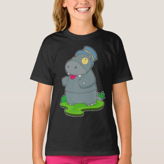 Hippo Halloween Zombie T-Shirt (Vorderseite)