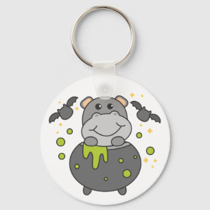 Hippo Happy Halloween Cauldron Bat Schlüsselanhäng Schlüsselanhänger